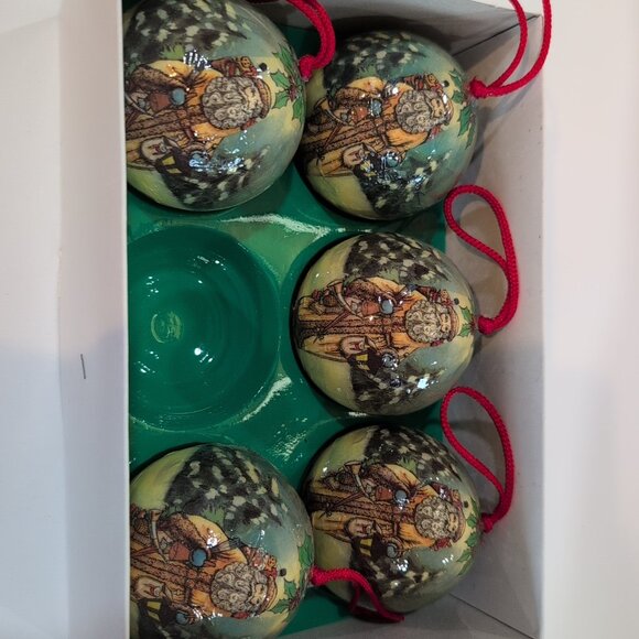 Vintage 1994 Seasonal Specialties Co. Decoupage Ornaments Set Of 5 - Picture 2 of 4